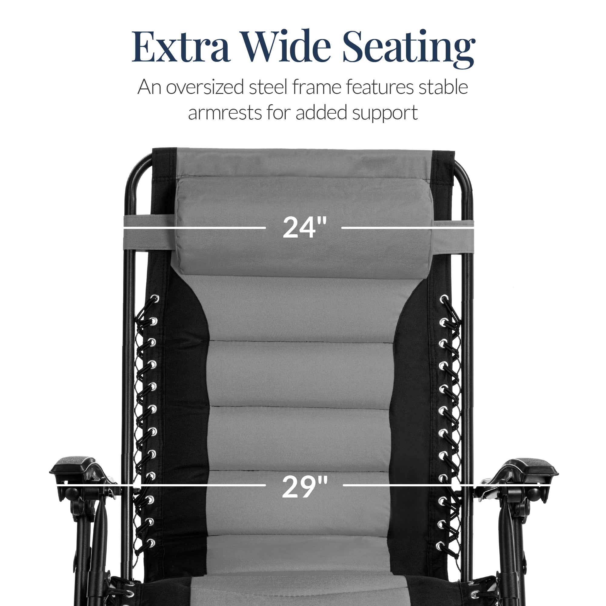 Oversized Padded Zero Gravity Chair, Folding Recliner w/ Headrest, Side Tray