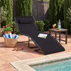 Portable Patio Chaise Lounge Chair Outdoor Recliner w/ Pillow
