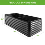 Outdoor Metal Raised Garden Bed for Vegetables, Flowers, Herbs - 8x4x2ft