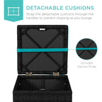 Set of 2 Wicker Ottomans, Multipurpose w/ Removable Cushions, Steel Frame