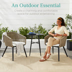 Set of 2 Outdoor Woven Wicker Patio Dining Chairs, 250lb Capacity