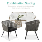Set of 2 Outdoor Woven Wicker Patio Dining Chairs, 250lb Capacity