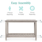 2-Shelf Wooden Console Table Storage Organizer w/ Natural Finish - 48in