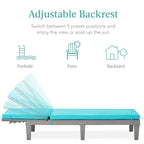 Outdoor Patio Lounge Chair, Resin Chaise Lounger w/ Seat Cushion, 5 Positions