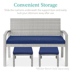 Set of 2 Multipurpose Wicker Ottomans w/ Removable Cushions, Steel Frame