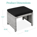 Set of 2 Multipurpose Wicker Ottomans w/ Removable Cushions, Steel Frame