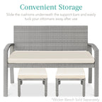 Set of 2 Multipurpose Wicker Ottomans w/ Removable Cushions, Steel Frame