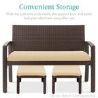 Set of 2 Multipurpose Wicker Ottomans w/ Removable Cushions, Steel Frame