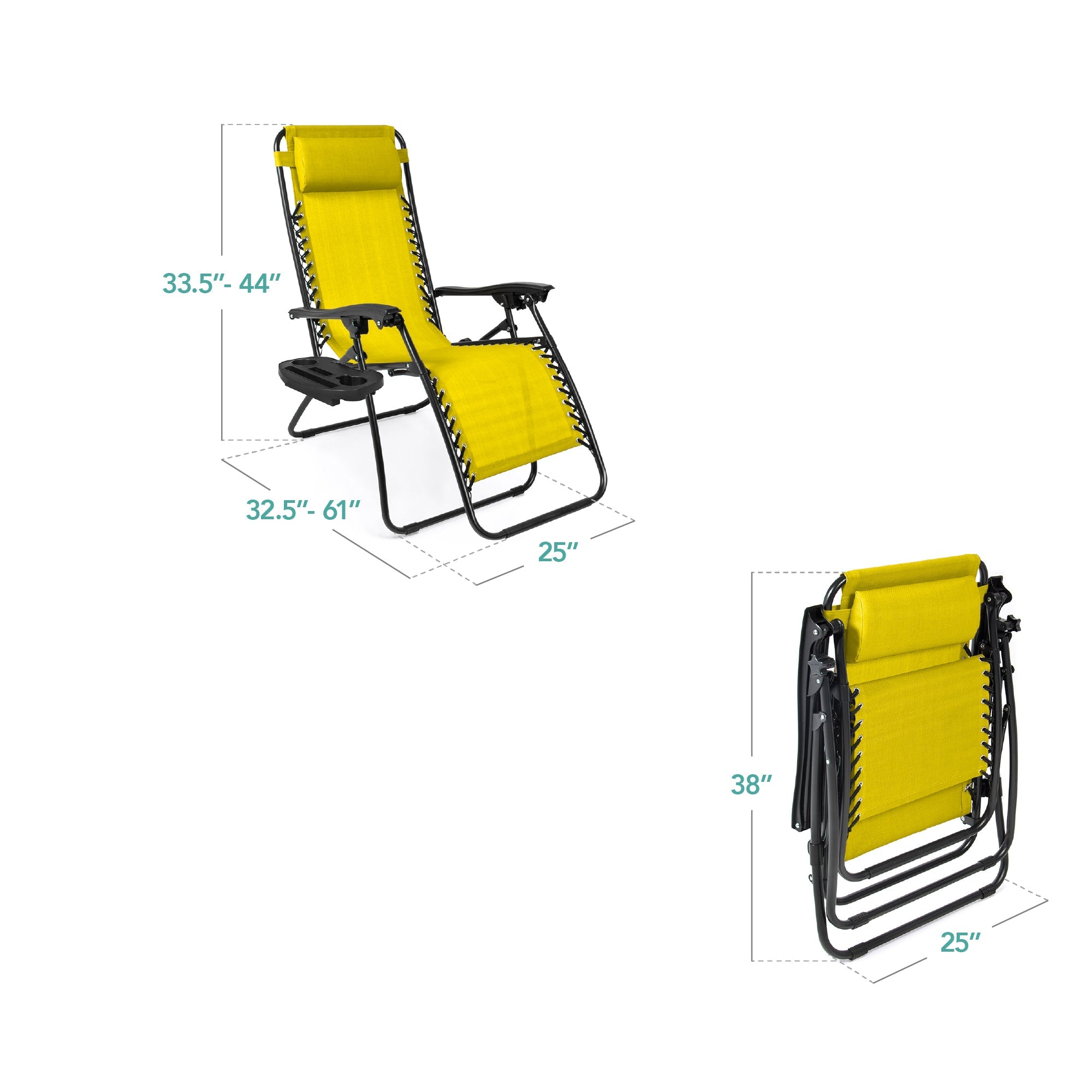Set of 2 Adjustable Zero Gravity Patio Chair Recliners w/ Cup Holders