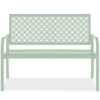 Indoor Outdoor Steel Bench w/ Geometric Backrest, Foot Levelers
