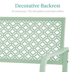 Indoor Outdoor Steel Bench w/ Geometric Backrest, Foot Levelers