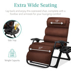 Oversized Zero Gravity Chair, Folding Outdoor Recliner w/ Removable Cushion
