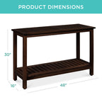 2-Shelf Wooden Console Table Storage Organizer w/ Natural Finish - 48in