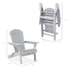 Folding Wooden Adirondack Chair, Accent Furniture w/ Natural Woodgrain
