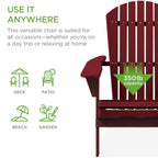 Folding Wooden Adirondack Chair, Accent Furniture w/ Natural Woodgrain
