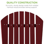 Folding Wooden Adirondack Chair, Accent Furniture w/ Natural Woodgrain
