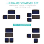 4-Piece Outdoor Wicker Conversation Patio Set w/ 4 Seats, Glass Table Top