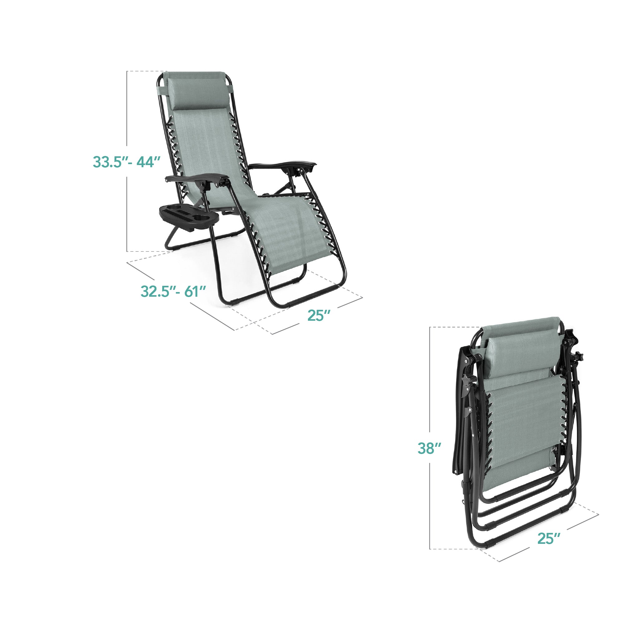 Set of 2 Adjustable Zero Gravity Patio Chair Recliners w/ Cup Holders