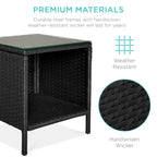3-Piece Outdoor Patio Wicker Bistro Set w/ Side Storage Table