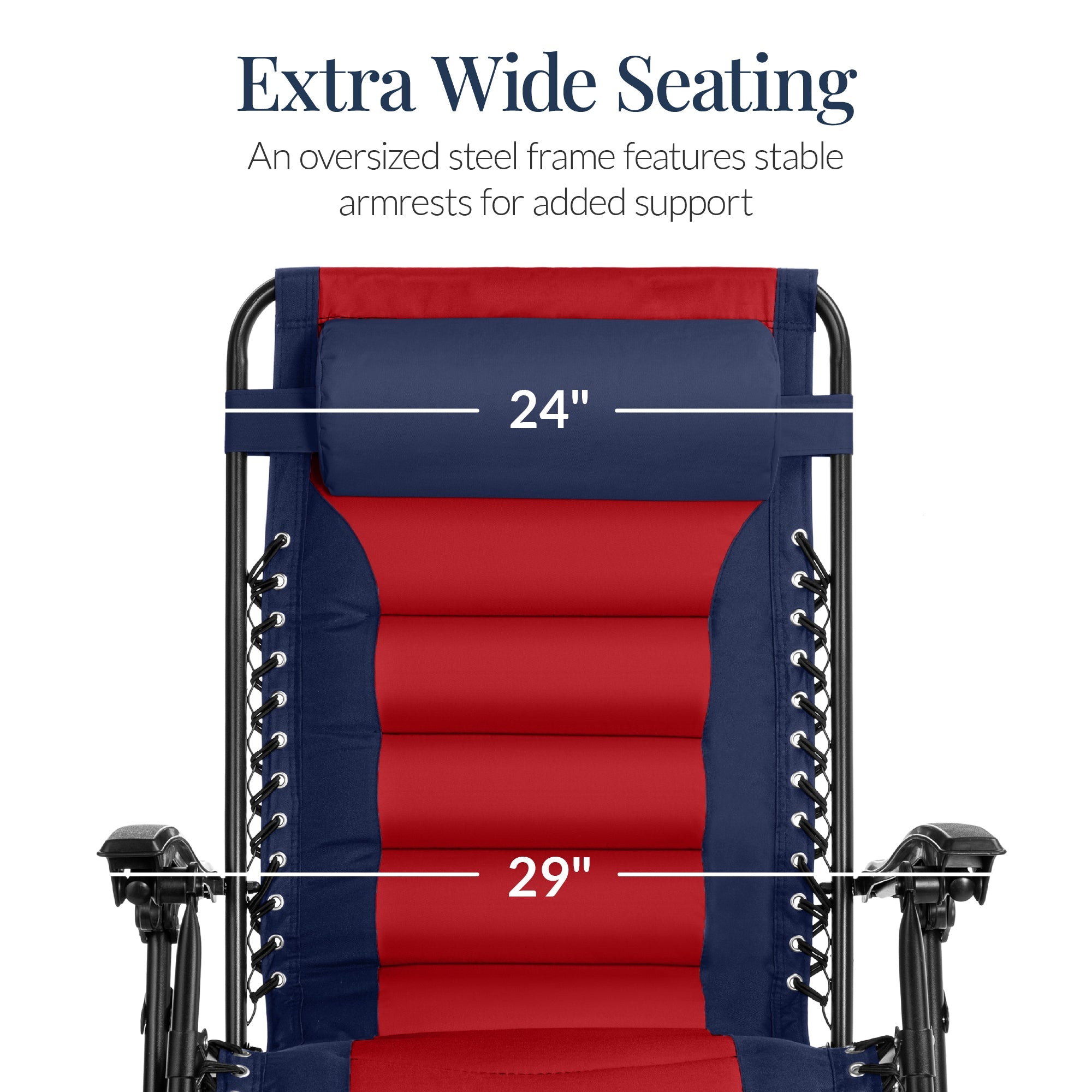Oversized Padded Zero Gravity Chair, Folding Recliner w/ Headrest, Side Tray