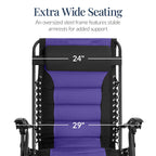 Oversized Padded Zero Gravity Chair, Folding Recliner w/ Headrest, Side Tray