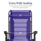 Oversized Padded Zero Gravity Chair, Folding Recliner w/ Headrest, Side Tray
