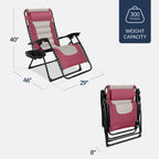 Oversized Padded Zero Gravity Chair, Folding Recliner w/ Headrest, Side Tray