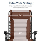 Oversized Padded Zero Gravity Chair, Folding Recliner w/ Headrest, Side Tray