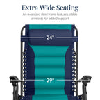 Oversized Padded Zero Gravity Chair, Folding Recliner w/ Headrest, Side Tray