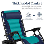 Oversized Padded Zero Gravity Chair, Folding Recliner w/ Headrest, Side Tray