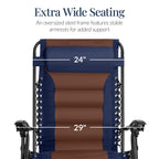 Oversized Padded Zero Gravity Chair, Folding Recliner w/ Headrest, Side Tray