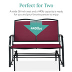 2-Person Patio Loveseat Swing Glider, Bench Rocker w/ Armrests