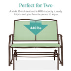 2-Person Patio Loveseat Swing Glider, Bench Rocker w/ Armrests