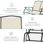 2-Person Patio Loveseat Swing Glider, Bench Rocker w/ Armrests