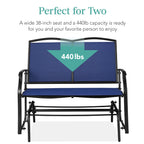 2-Person Patio Loveseat Swing Glider, Bench Rocker w/ Armrests