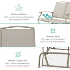 2-Person Patio Loveseat Swing Glider, Bench Rocker w/ Armrests
