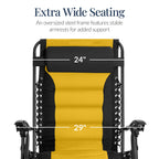 Oversized Padded Zero Gravity Chair, Folding Recliner w/ Headrest, Side Tray