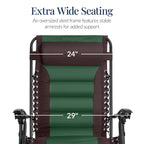 Oversized Padded Zero Gravity Chair, Folding Recliner w/ Headrest, Side Tray