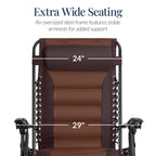Oversized Padded Zero Gravity Chair, Folding Recliner w/ Headrest, Side Tray