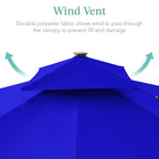 2-Tier Square LED Cantilever Offset Umbrella w/ 360 Rotation, Base - 10x10ft
