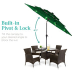 3-Tier Solar Patio Umbrella w/ LED Lights, Tilt Adjustment, Crank - 10ft