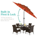 3-Tier Solar Patio Umbrella w/ LED Lights, Tilt Adjustment, Crank - 10ft