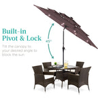 3-Tier Solar Patio Umbrella w/ LED Lights, Tilt Adjustment, Crank - 10ft