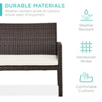 4-Piece Outdoor Wicker Conversation Patio Set w/ 4 Seats, Glass Table Top