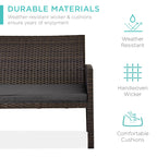 4-Piece Outdoor Wicker Conversation Patio Set w/ 4 Seats, Glass Table Top