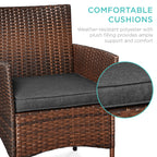 3-Piece Outdoor Patio Wicker Bistro Set w/ Side Storage Table