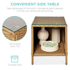 3-Piece Outdoor Patio Wicker Bistro Set w/ Side Storage Table