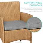 3-Piece Outdoor Patio Wicker Bistro Set w/ Side Storage Table