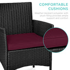 3-Piece Outdoor Patio Wicker Bistro Set w/ Side Storage Table