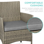 3-Piece Outdoor Patio Wicker Bistro Set w/ Side Storage Table